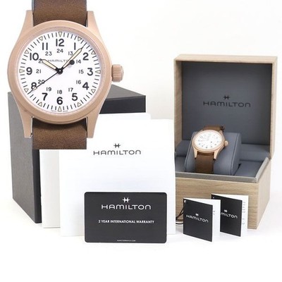 Near Mint Hamilton Khaki Field Bronze 38mm H69459510 White 80H Manual Full Set