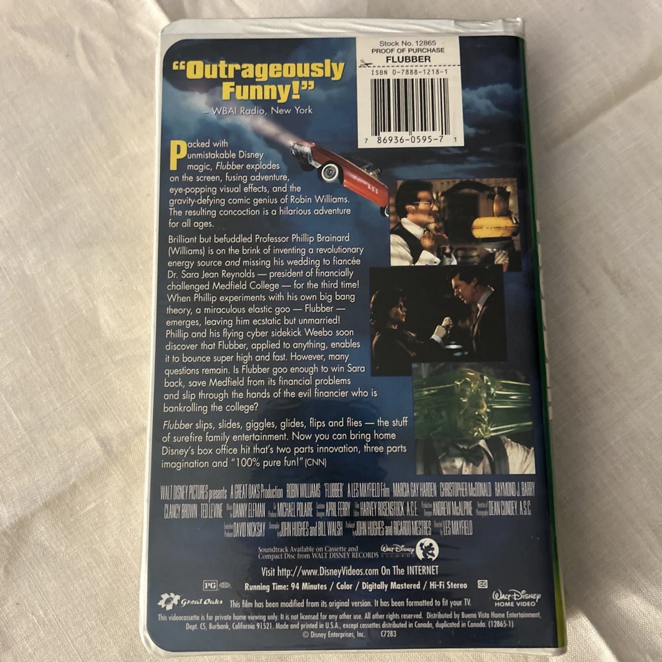 Flubber 1998 VHS Disney's Robin Williams Clamshell Edition Tested and Working - Image 3 of 4