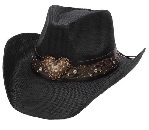 Cappello Westernmütze Herz schwarz CB-683-46-36blk - Bild 1 von 2