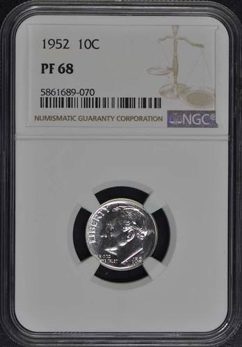 1952 Roosevelt Dime (Silver) 10C NGC PR68