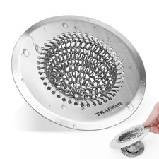 TRAPMATE Shower Drain Hair Catcher, 4.4" Easy Clean Bathtub Silver