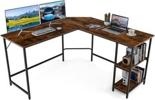 L-Shaped Computer Desk, Large 2-Person Corner Writing Workstation PC