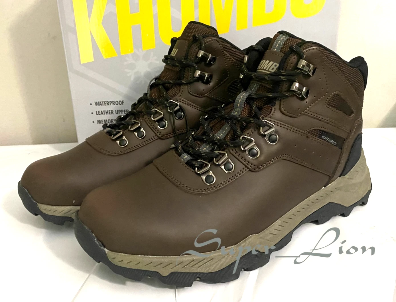 NEW Khombu Men's Kenny Waterproof Leather Upper Hiker Boots - SIZE 12 - BROWN