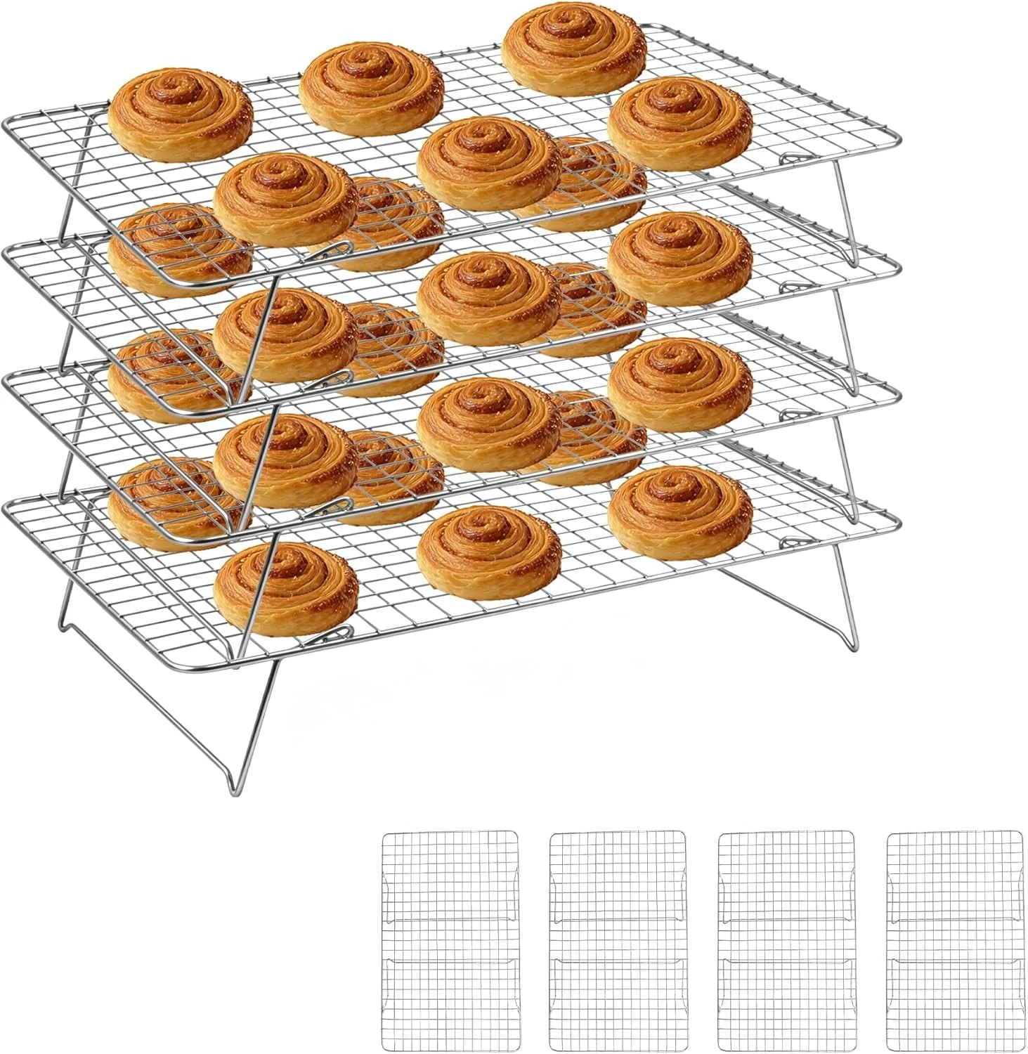 Cooling Rack 4 Tier Stackable Cooling Racks Cooking Baking Roasting Multi-Level