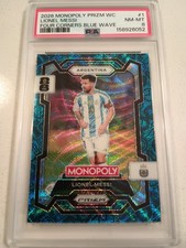 2026 Prizm Monopoly FIFA World Cup - Lionel Messi - 4 Corners Blue Wave #1 PSA 8