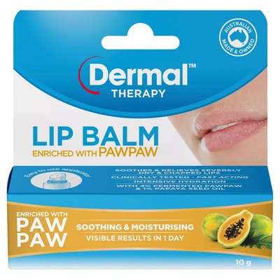Dermal Therapy Lip Balm Paw Paw Papaya Seed Oil Dry Chapped  Moisturiser 10g