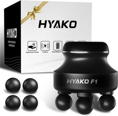 HYAKO F1 4-Heads Handheld Electric Deep Tissue Body Massager - Portable Orbital