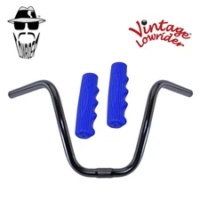 Original Lowrider 9" 25.4 D Handlebar Black 212 120mm Grips Solid/Blue