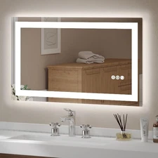 40x24"LED Bathroom Mirror, Tempered Glass Backlit Anti-Fog Lighted Vanity Mirror