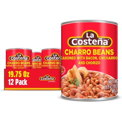 Charro Beans - Ready-to-Eat Canned Pinto Beans with Chorizo, Bacon & Chicharr...