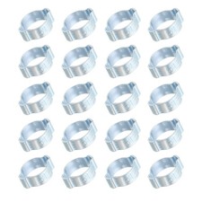 20 Pack 13-15mm Double Ear Hose Clamp Galvanized Steel O Clip Crimp Rings Silver
