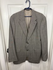 Austin Reed Blazer Sport Coat Mens 42L Windowpane Plaid Jacket Suit Wool Gray