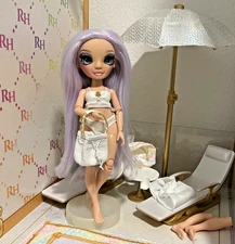 Rainbow High Doll Margot De Perla With Pool Side Chairs Umbrella (No Shoes) Used