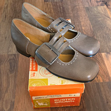Buster Brown Girls Mary Jane Dress Shoes Brown Buckle Strap Round Toe US 3.5 C
