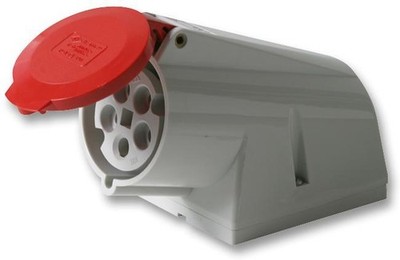 PRO POWER - 32A, 415V, Surface Mount CEE Socket, 3P+N+E, Red, IP44