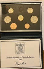 Royal Mint United Kingdom 1987 Proof Coin Collection Presentation Set 7 Coins