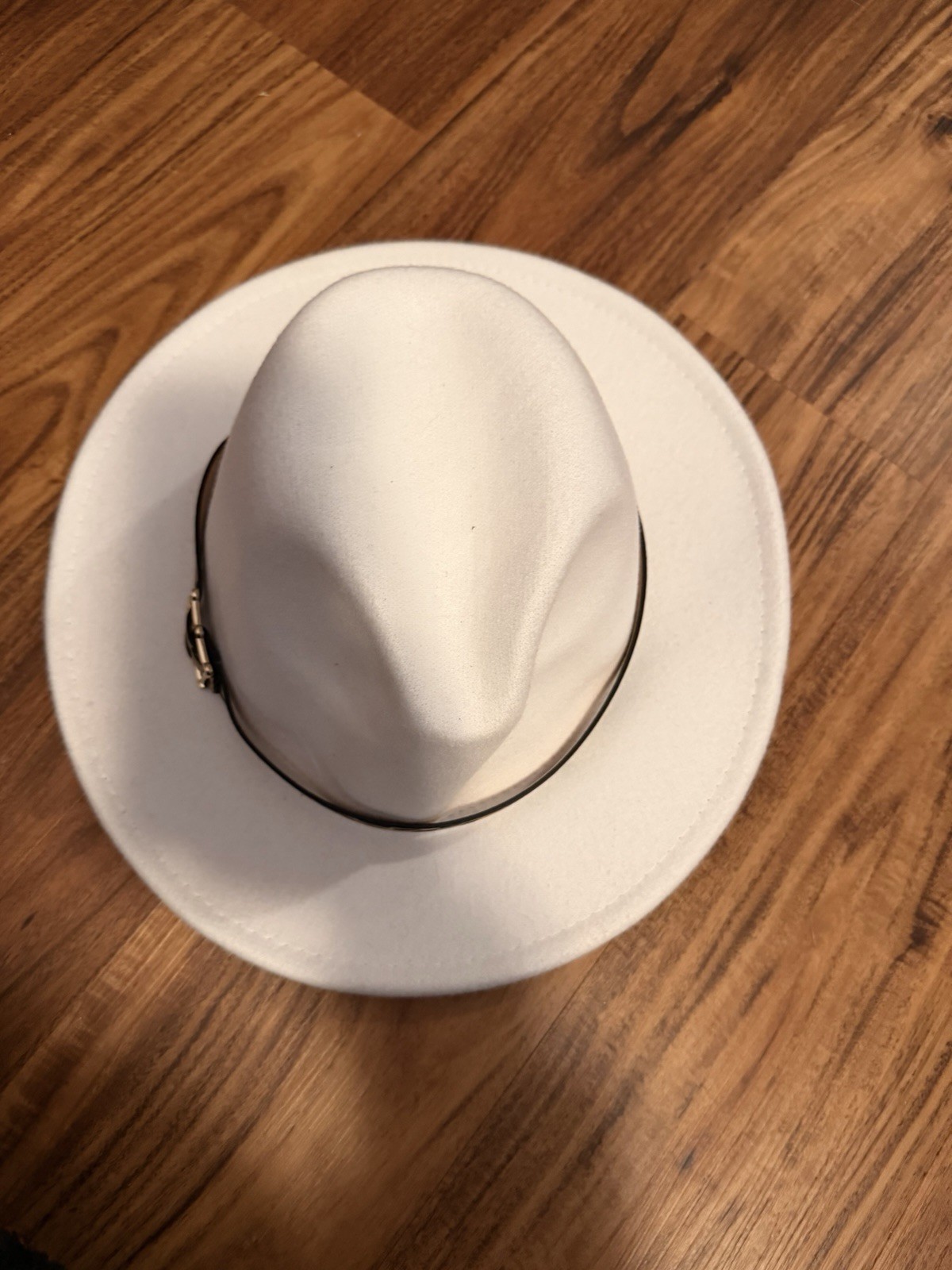 White Felt Hat Leopard Print - image 2