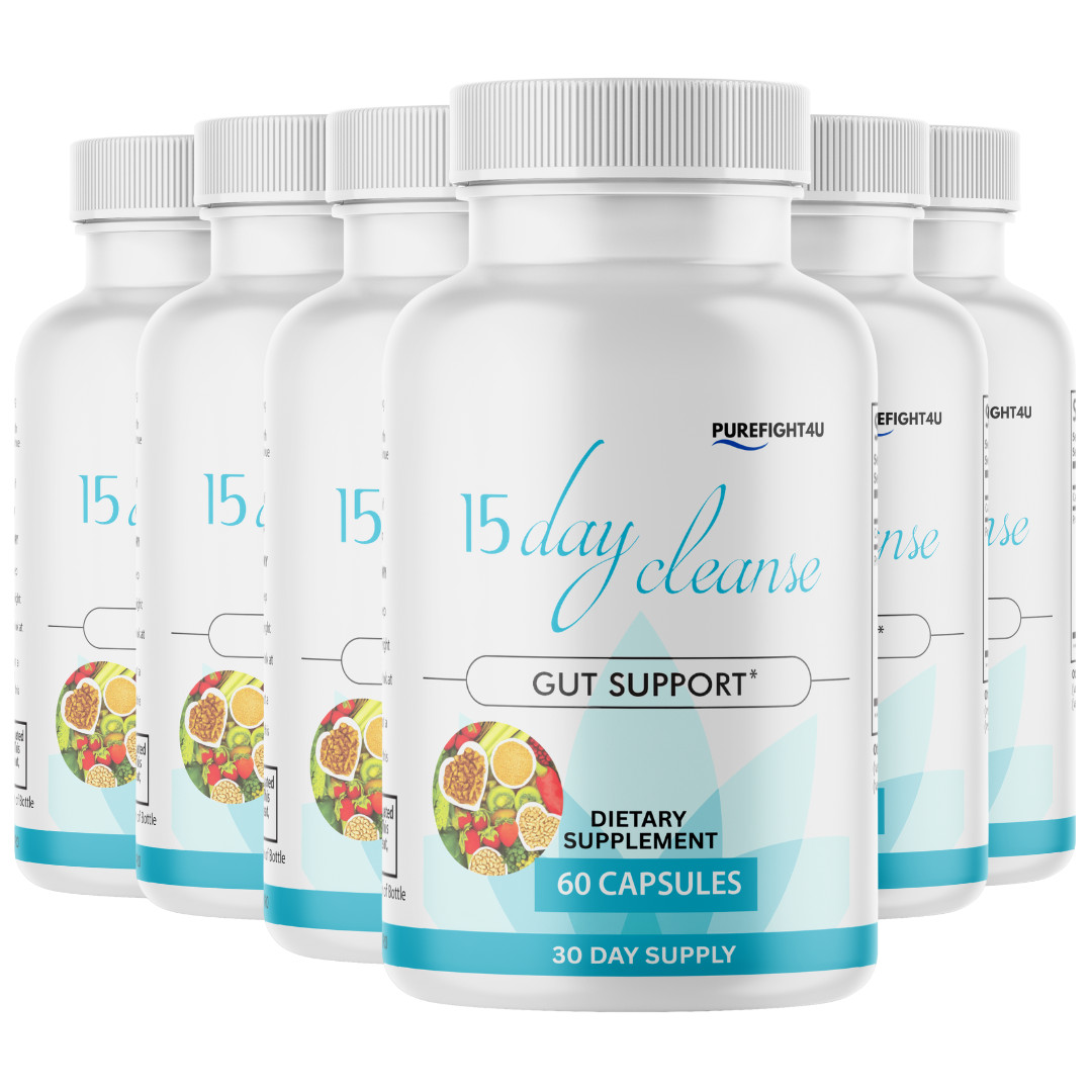 15 Day Cleanse Supplement Support for Cleansing and Gut Detox - 6 Bottles