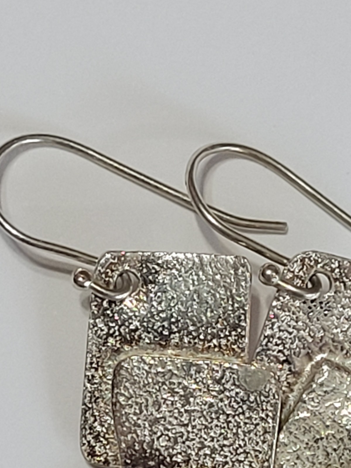925 Sterling Silver Square Ingots Dangle Earrings… - image 4