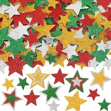 300Pcs Christmas Glitter Star Foam Stickers for Kids - Star Style