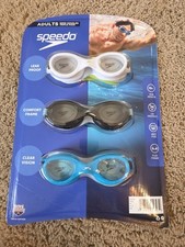Speedo Swim Goggles 3 Pack Adults 15 Flex Frame UV Protect Anti Fog NIP
