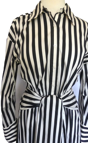 Simon Miller Maxi Inna Poplin Dress Black White Striped US Med Style # W45793170