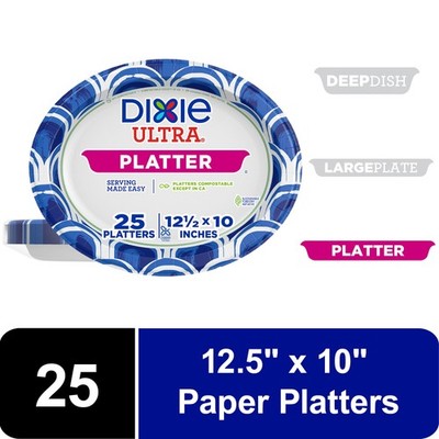 Dixie Ultra Platter Disposable Paper Plates, 12.5''x10'', Multi-Color, 25 Count