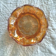 VTG The Imperial Glass Company Marigold Carnival Candy Dish Grape Scallop 1960s