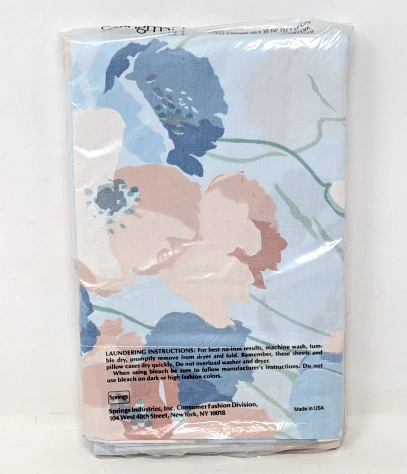 New Vintage Springmaid Windflower 160 Thread Count Two Standard Pillow Cases - Image 2 of 3