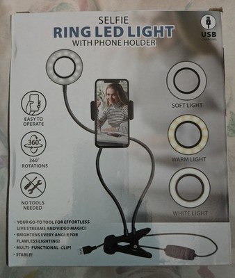 Selfie Ring LED Light w/ Phone Holder & Adjustable Lighting