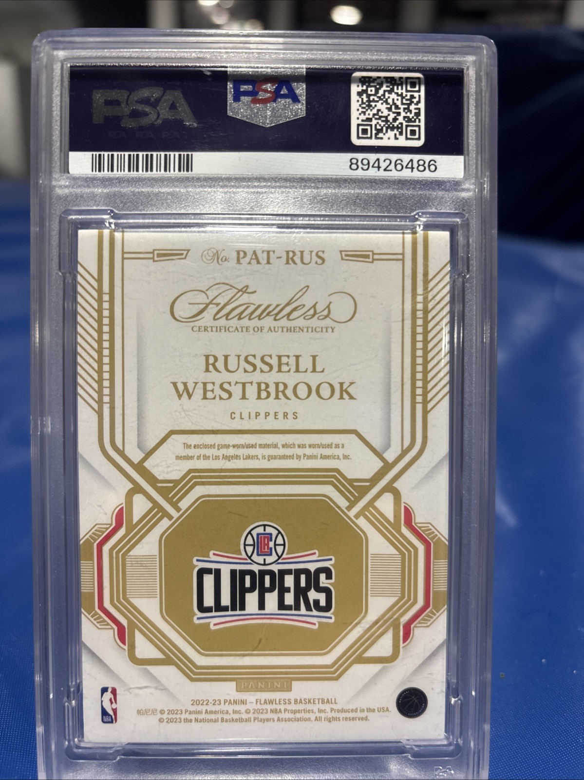 2022 FLAWLESS RUSSELL WESTBROOK RUBY PATCHES PSA10🔥 /15 GAME WORN Lakers Patch view 2
