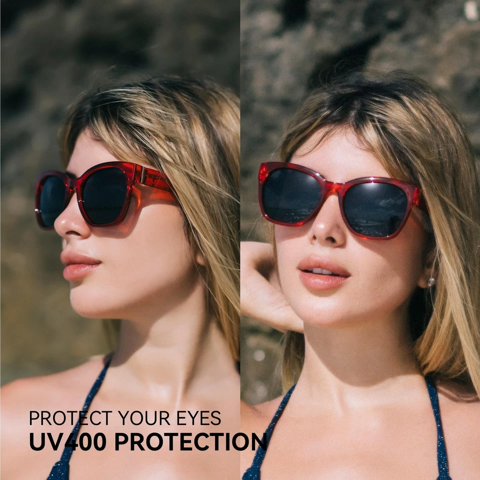 Gafas de sol ZENOTTIC polarizadas mariposa para mujer marco grueso tono UV400 Foto 2 de 4
