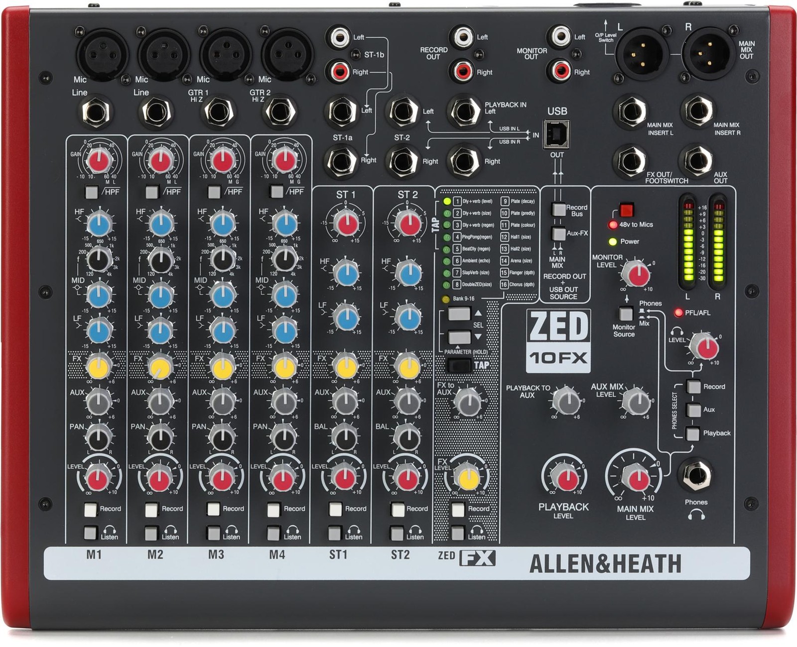 10-канальный микшер Allen - Heath ZED-10FX с аудиоинтерфейсом USB и эффектами