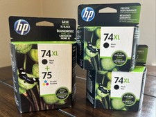 Sealed HP 75 Tri-color  74XL Black Combo Ink Cartridge PACK - PLUS  2 74XL Lot