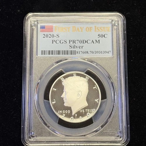 2020 S SILVER Proof Kennedy Half Dollar PCGS PR70 DCAM FIRST DAY ISSUE