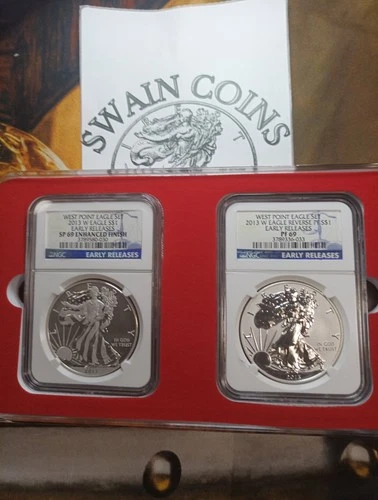 2013 W American Silver Eagle Set Enhanced Finish NGC SP69 & PF69 Early Release