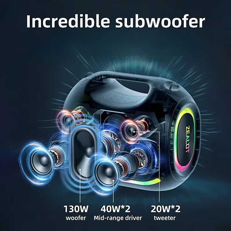 ZEALOT ZE21 250W Wireless Speaker Outdoor Portable RGB Light