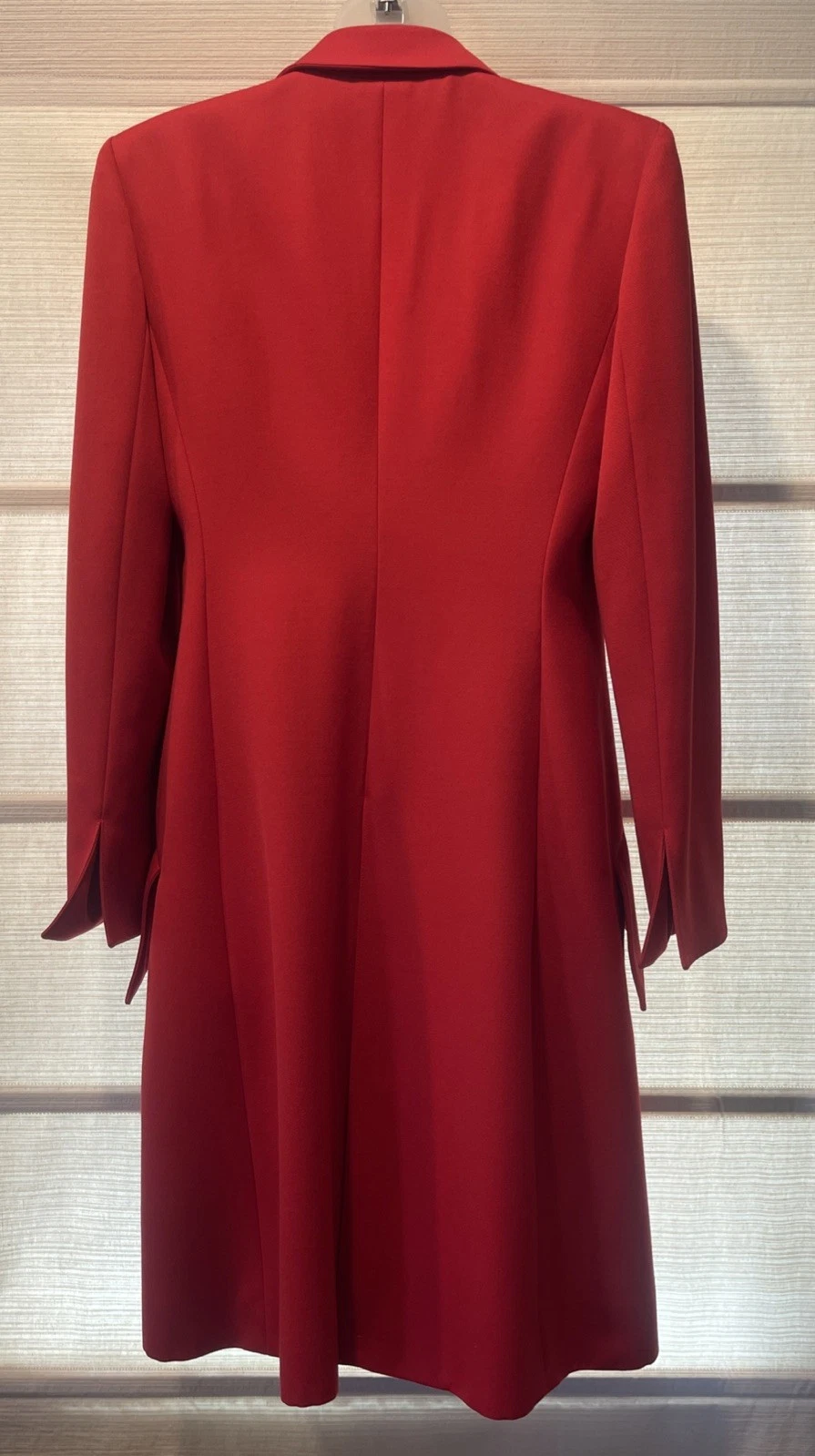 Cappotto doppiopetto vintage Valentino rosso lana gaberdine ~ pezzi ~ logo foderato in seta ~ taglia 6