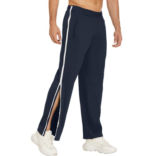 Mens Jogging Pants Tracksuit Bottoms Pocket Gym Open Leg Side Zip Casual Joggers - Picture 15 of 32