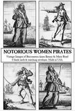 Women Pirates Notecard Set. Vintage b w portraits of Anne Bonny  Mary Read