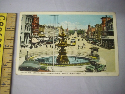 Montgomery Alabama Dexter Avenue Foto Postkarte Anfang 1900 Autos Straßenbahn - Bild 2 von 4