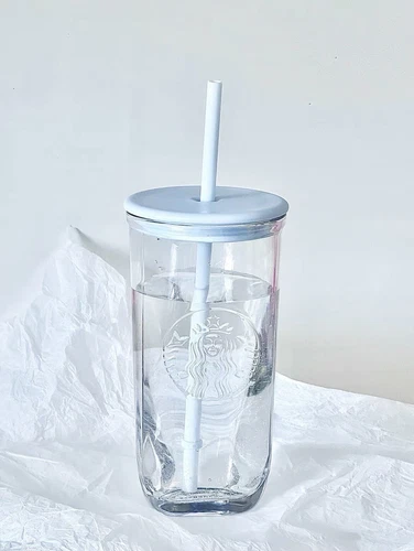 Neu Starbucks China Summer Nature Blue Triangle 16oz Glas Tasse Becher - Bild 3 von 7