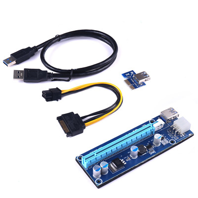 USB 3.0 PCI-E Express 1x To 16x GPU Extender Riser Card Adapter Power BTC Cable