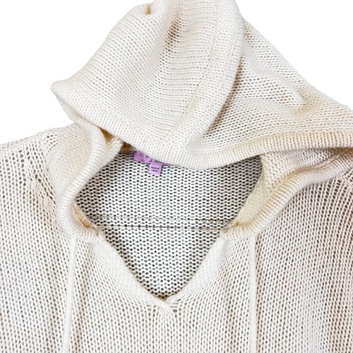 Suéter Pullover Calypso St. Barth 100% Cachemira Borla Con Capucha Bolsillos Marfil, L - Imagen 2 de 15