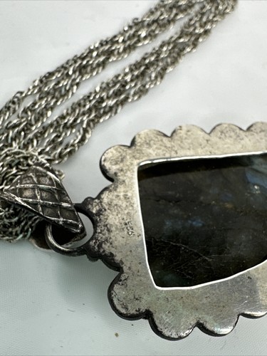 Sterling Silver 3 Rope Chain Link In One Necklace Italy 925 KA-1772 Labradorite - Picture 5 of 14