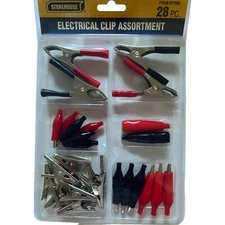 Storehouse 28pc Electrical Clip Set – Alligator, Battery, Test Clips #67589