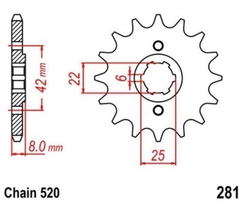 Pignon 14 Dents Chaîne 520 pour Moto Honda XR 250 R 1982-1983 En Acier Allié