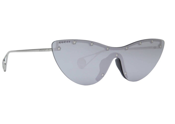 GUCCI【GG0666S】Cat-Eye SHIELD Auth GUCCI GG0666S Silver RIMLESS STAR STUDDED CAT-EYE