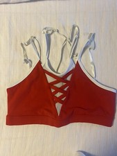 Bombshell Sportswear RARE Cross My Heart Bra Medium Red