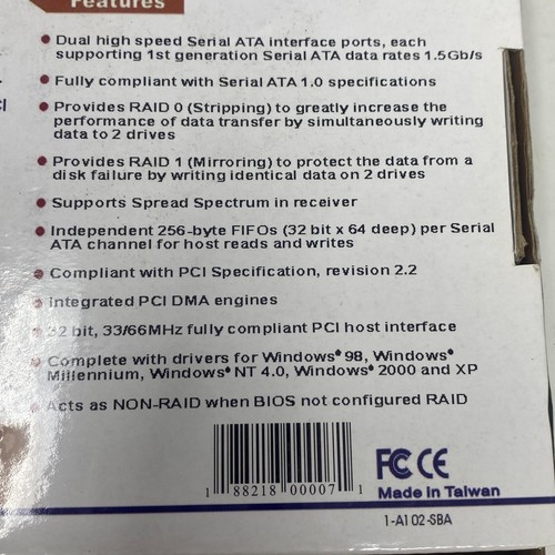 New Sabrent Sata Raid 2 Port PCI Host SBT-SRD2 - Picture 5 of 5
